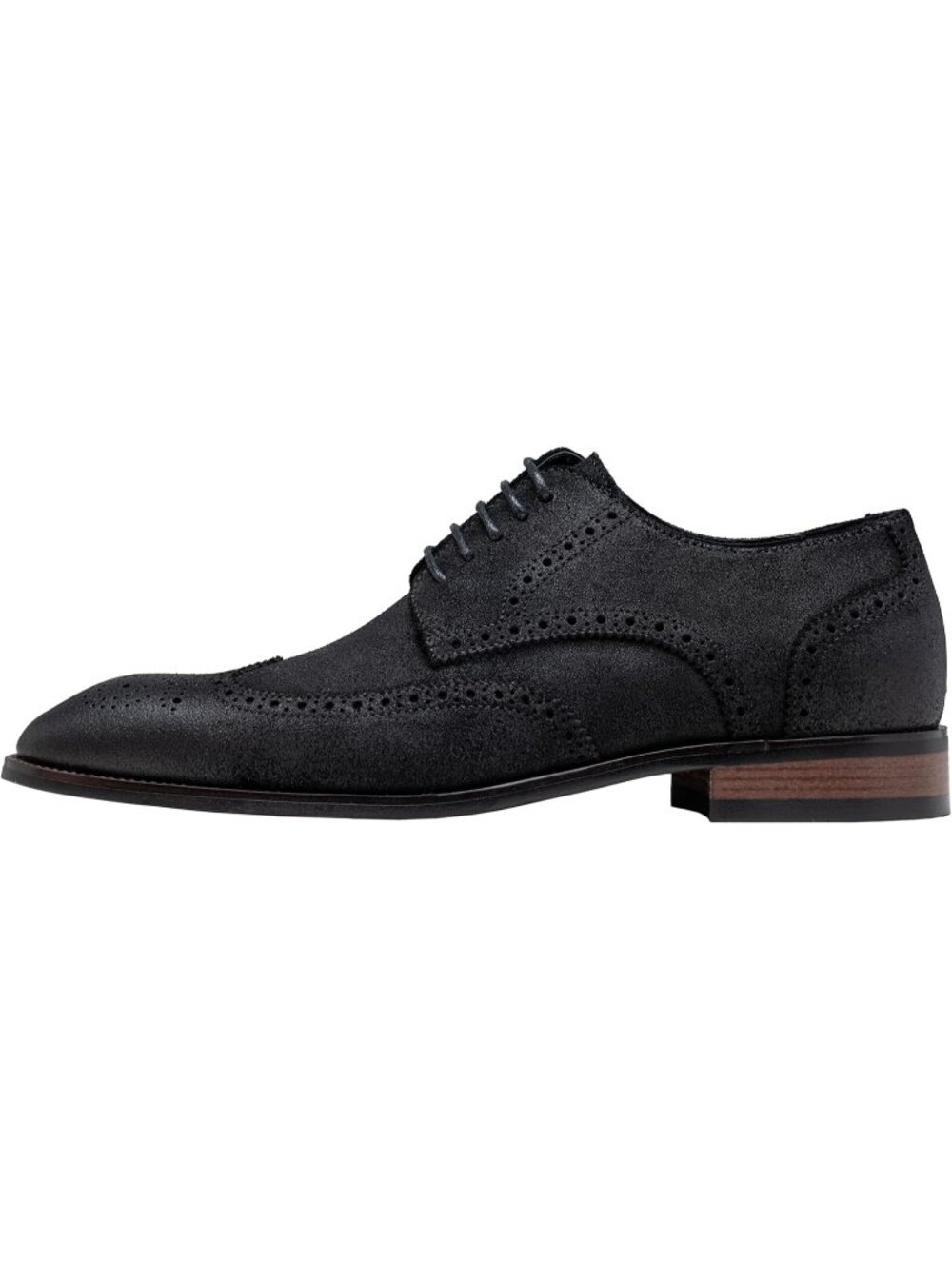 Men's Black Suede Wingtip Lace Up Formal Business Derby Brogue Oxfords Shoes